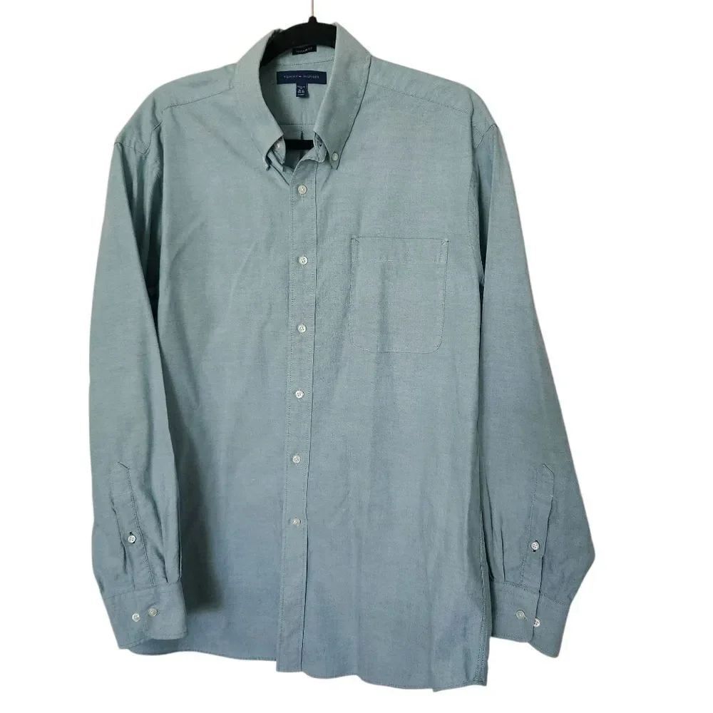Tommy Hilfiger Classic Men's Soft MINT GREEN Button Front Dress Shirt Size Large